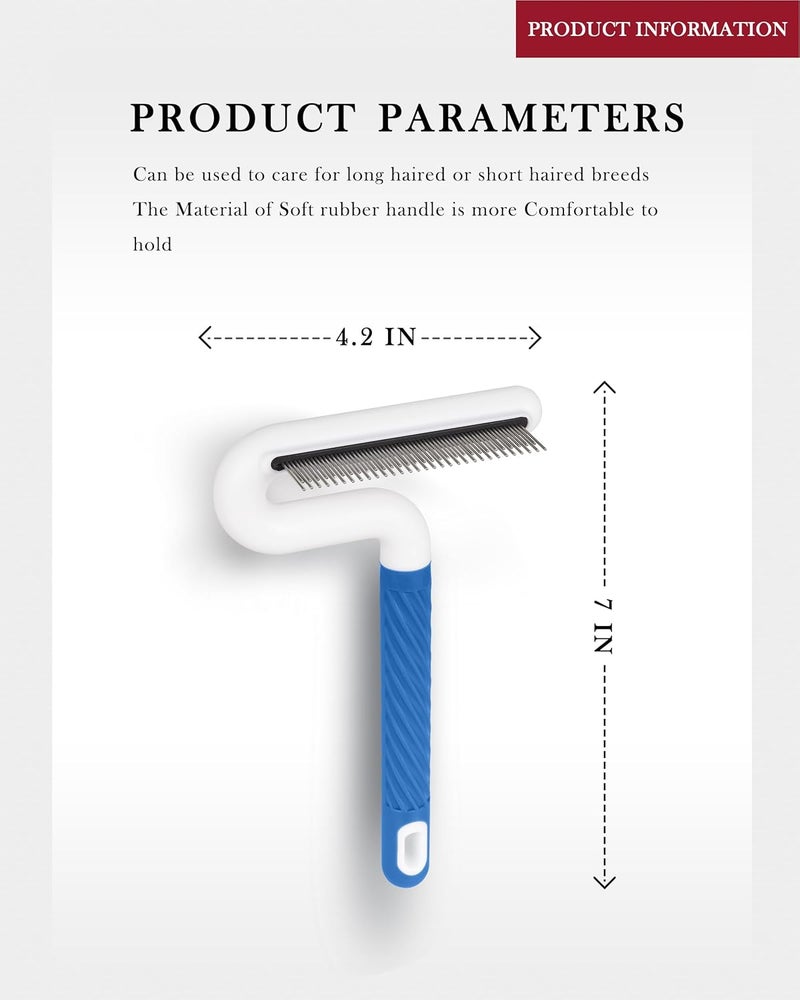 TailGurus Flea Comb, Pet Flea Comb for Dogs & Cats - Grooming Tool with Long & Short Steel Teeth, Safely Removes Tangles and Knots, Gentle Detangling Brush for Pet Hair (TG2042)(Blue) - Image 2